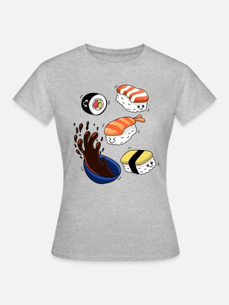 Me encanta el sushi - T-shirt dam - gråmelerad