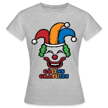 Câlins Gratuits Clown Bouffon Souriant Terrifiant - T-shirt Femme - gris chiné - Devant - AI Model Female 172 dark (172cm)