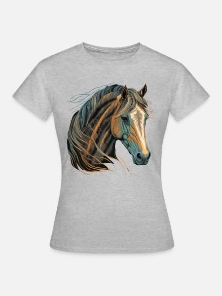 Pferdeliebhaber - Frauen T-Shirt - Grau meliert