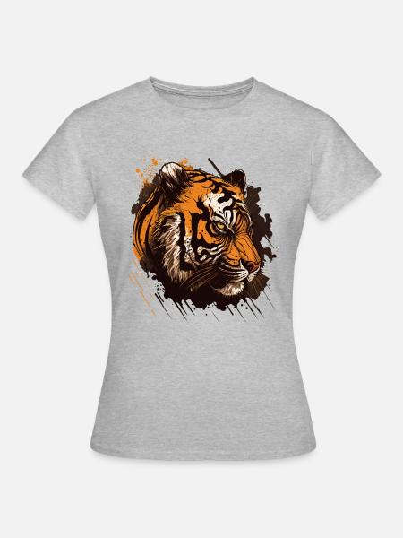 Unheimlicher Tiger - Frauen T-Shirt - Grau meliert