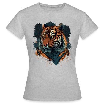 Conception de tigre plat - T-shirt Femme - gris chiné - Devant - AI Model Female 172 dark (172cm)
