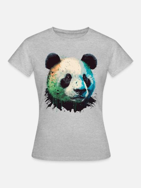 Gesicht des Pandas - Frauen T-Shirt - Grau meliert