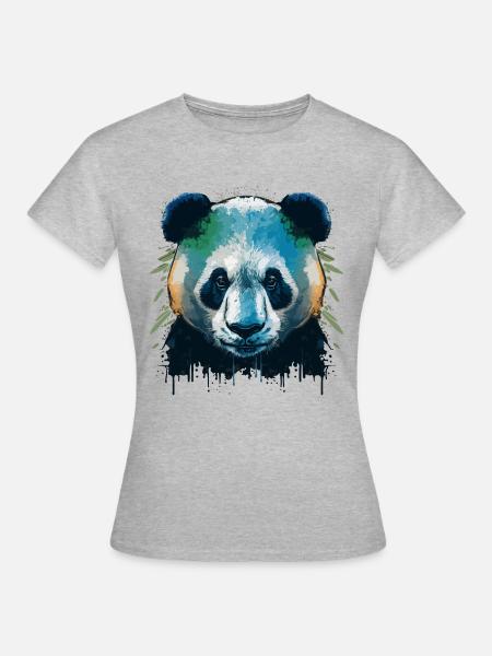 Pandas - Frauen T-Shirt - Grau meliert