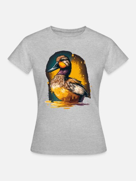 Bunte Ente Illustration - Frauen T-Shirt - Grau meliert