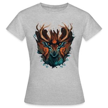 Hirschjagd - Frauen T-Shirt - Grau meliert - Vorne - AI Model Female 172 dark (172cm)