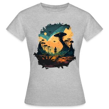 outer space - Women's T-Shirt - heather grey - Front - AI Model Female 172 dark (172cm)