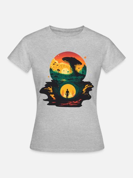 Alien-Portal - Frauen T-Shirt - Grau meliert