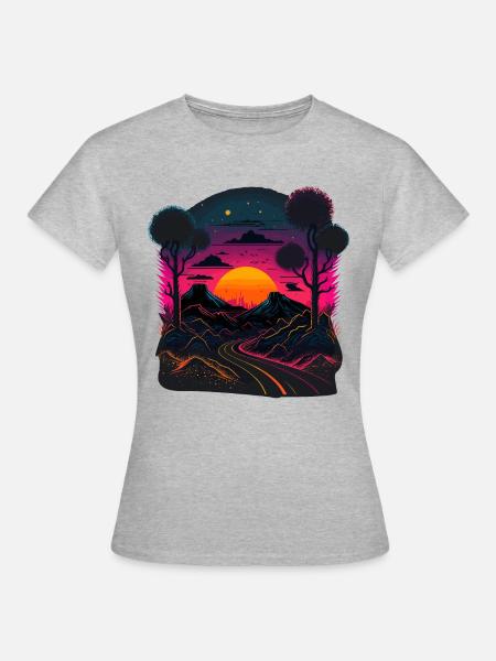 Synthwave-Artwork - Frauen T-Shirt - Grau meliert
