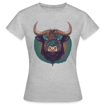 Tibetischer Yak - Frauen T-Shirt - Grau meliert - Vorne - AI Model Female 172 dark (172cm)