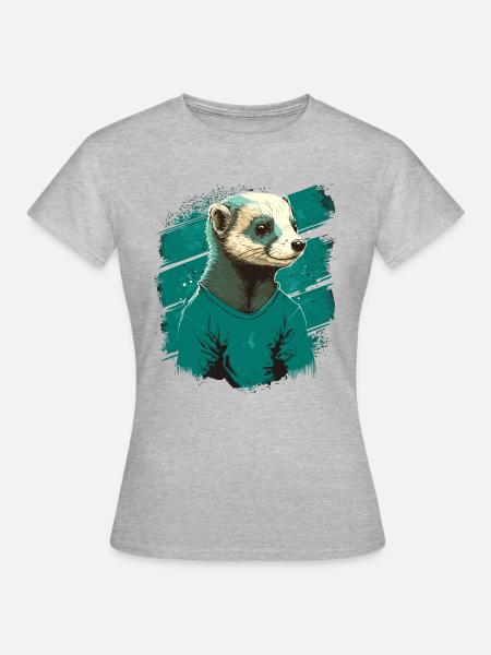 Frettchen mit Hemd - Frauen T-Shirt - Grau meliert
