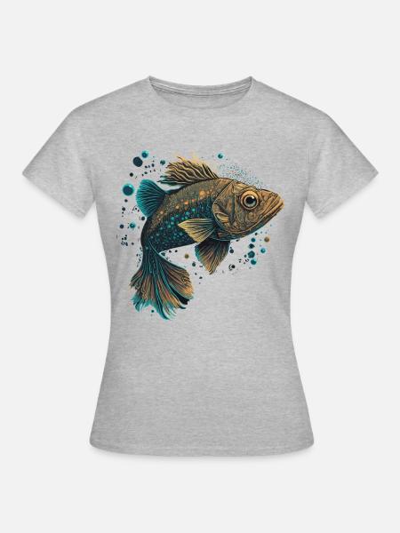 Forelle Illustration - Frauen T-Shirt - Grau meliert