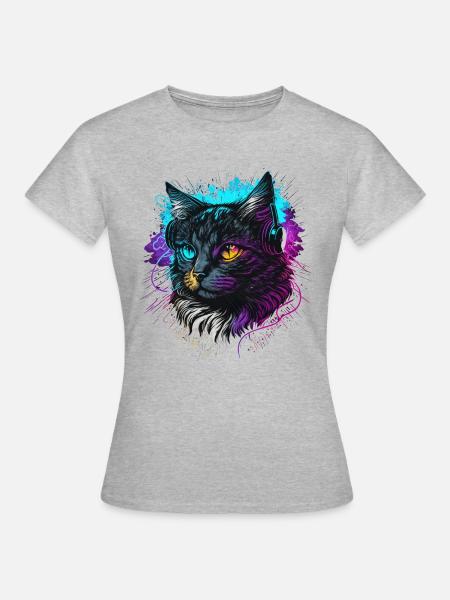 Produzent Katze - Frauen T-Shirt - Grau meliert
