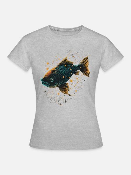 Japanischer Fisch - Frauen T-Shirt - Grau meliert