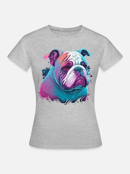 Unschuldige Gesichtsbulldogge - Frauen T-Shirt - Grau meliert