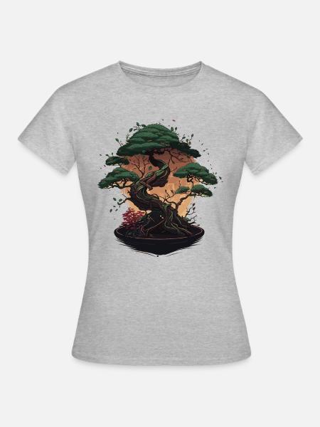 Winziger Bonsai-Baum - Frauen T-Shirt - Grau meliert
