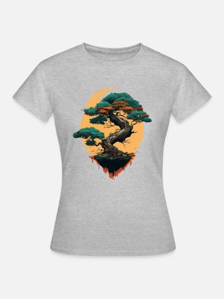 Stilvoller Bonsai-Baum - Frauen T-Shirt - Grau meliert