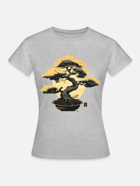 Zarter Bonsai-Baum - Frauen T-Shirt - Grau meliert