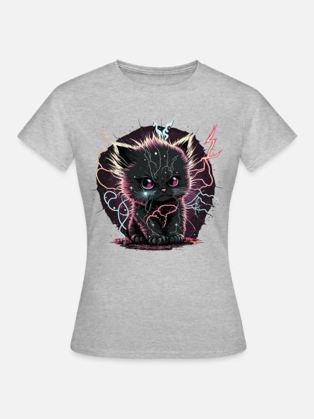 Kätzchen perfekt aufladen - Frauen T-Shirt - Grau meliert