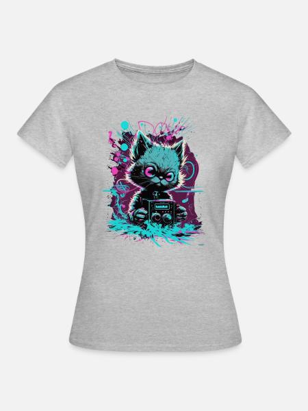 Lauter Kat - Frauen T-Shirt - Grau meliert