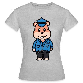 Polizei Hamster Polizist Beruf Kinder Kind Cop Job - Frauen T-Shirt - Grau meliert - Vorne - AI Model Female 172 dark (172cm)