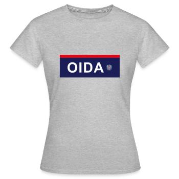 Oida Österreich Polizei I Anzeige Strafe Frozelei - Frauen T-Shirt - Grau meliert - Vorne - AI Model Female 172 dark (172cm)
