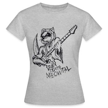 Death Metal Cat Cadeau Guitariste Cat Meowtal - T-shirt Femme - gris chiné - Devant - AI Model Female 172 dark (172cm)