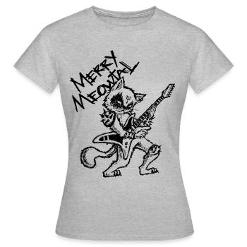 Heavy metal chat rock guitare guitariste Xmas Cat - T-shirt Femme - gris chiné - Devant - AI Model Female 172 dark (172cm)