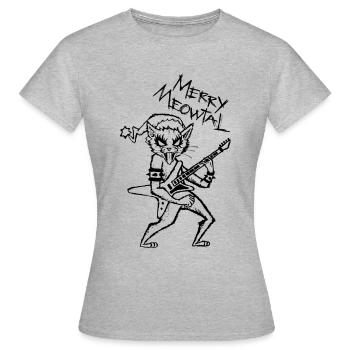 Heavy metal chat rock guitare guitariste Cat Xmas - T-shirt Femme - gris chiné - Devant - AI Model Female 172 dark (172cm)