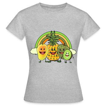 Obst Vegan Regenbogen Obst Früchte Fantasy Oase - Frauen T-Shirt - Grau meliert - Vorne - AI Model Female 172 dark (172cm)