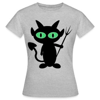 T-shirt diabolique petit diable aux yeux psycho - T-shirt Femme - gris chiné - Devant - AI Model Female 172 dark (172cm)