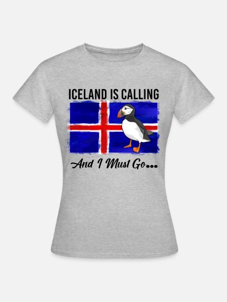 Island Flagge Puffin - Frauen T-Shirt - Grau meliert