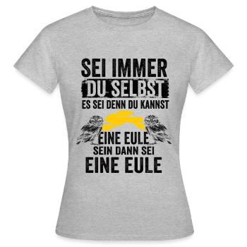 Eule Vogel Nachteule Nachtvogel Geschenk - Frauen T-Shirt - Grau meliert - Vorne - AI Model Female 172 dark (172cm)