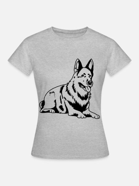 Duitse Herder Silhouet Duitse Herdershond - Vrouwen T-shirt - grijs gemêleerd