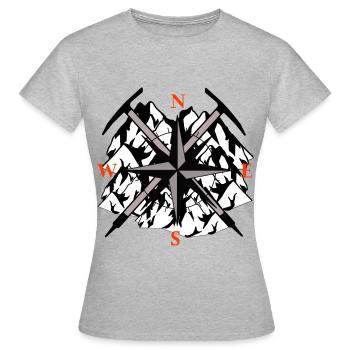 Gebirge Gipfel Berg Kompass Spitzhacke Bergsport - Frauen T-Shirt - Grau meliert - Vorne - AI Model Female 172 dark (172cm)