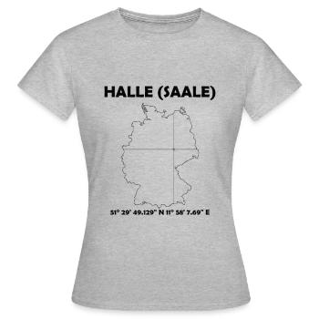 Halle Saale Carte - T-shirt Femme - gris chiné - Devant - AI Model Female 172 dark (172cm)