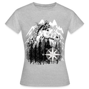 Horse Mountains Wilderness Rider Wild Horse Adventure - Women's T-Shirt - heather grey - Front - AI Model Female 172 dark (172cm)