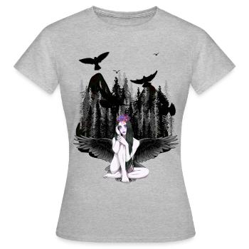 Fantasy Horror Halloween Vampir Engel Dark - Frauen T-Shirt - Grau meliert - Vorne - AI Model Female 172 dark (172cm)