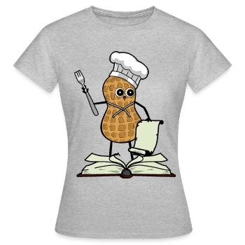Erdnuss Koch Hobbykoch Kochkunst Genuss - Frauen T-Shirt - Grau meliert - Vorne - AI Model Female 172 dark (172cm)