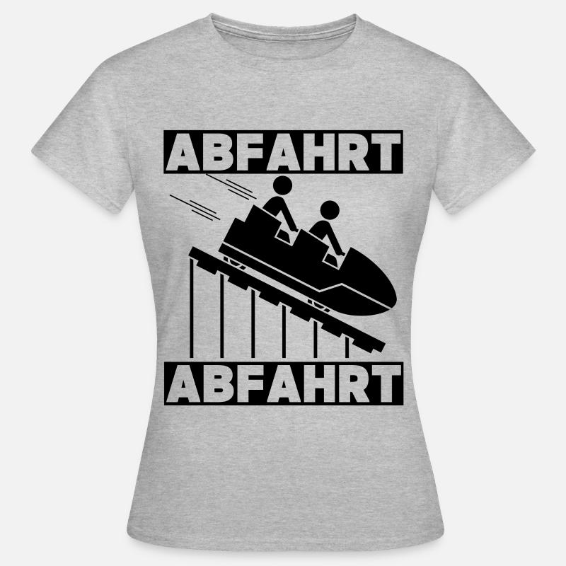 Abfahrt Abfahrt Achterbahn Freizeitpark Adrenalin - Frauen T-Shirt - Grau meliert