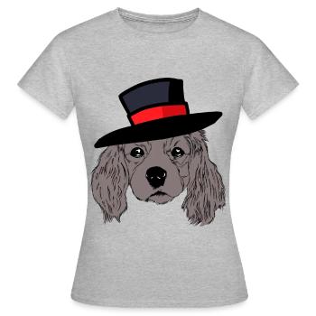 Chien Tête Chien Chapeau Enfants Gentleman Monsieur Monsieur Monsieur - T-shirt Femme - gris chiné - Devant - AI Model Female 172 dark (172cm)