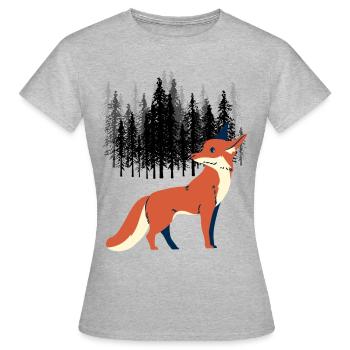 Fuchs Norwegen Skandinavien Rotwild Wildtiere - Frauen T-Shirt - Grau meliert - Vorne - AI Model Female 172 dark (172cm)