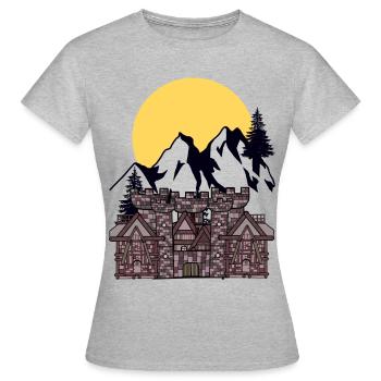 Moyen Âge Château Forteresse Chevalier Moon Montagnes Montagne - T-shirt Femme - gris chiné - Devant - AI Model Female 172 dark (172cm)
