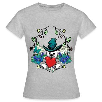 Début du printemps, ours, ours en peluche, Gnome, nain, enfants - T-shirt Femme - gris chiné - Devant - AI Model Female 172 dark (172cm)