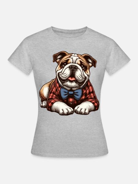 Bulldogge - Frauen T-Shirt - Grau meliert