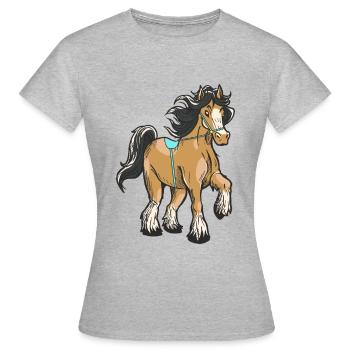 Cavalier D’équitation Cavalier Enfant Poney - T-shirt Femme - gris chiné - Devant - AI Model Female 172 dark (172cm)