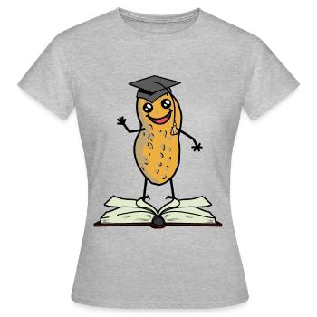 Erdnuss Gelehrter Student lernen studieren Abi - Frauen T-Shirt - Grau meliert - Vorne - AI Model Female 172 dark (172cm)