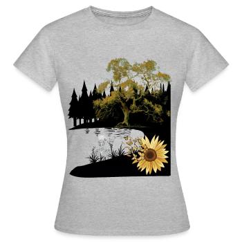 Tod Ende Reinkarnation Jenseits Natur Trauer - Frauen T-Shirt - Grau meliert - Vorne - AI Model Female 172 dark (172cm)