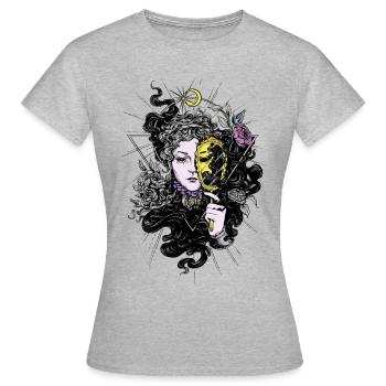 Dark Fantasy Magisch Magie Märchen Horror - Frauen T-Shirt - Grau meliert - Vorne - AI Model Female 172 dark (172cm)