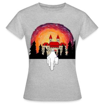 Fantômes Château Minuit Sorcière Heure Horreur - T-shirt Femme - gris chiné - Devant - AI Model Female 172 dark (172cm)