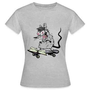 Étudiant Érudit Apprentissage Rat Patineur Adolescent - T-shirt Femme - gris chiné - Devant - AI Model Female 172 dark (172cm)